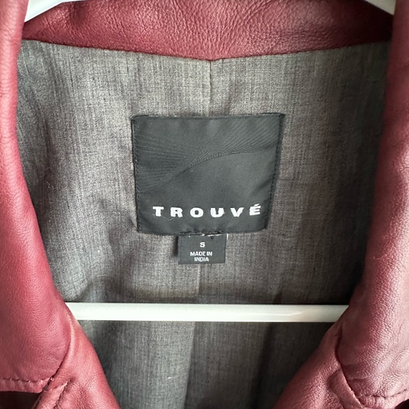 Trouve Leather Moto Jacket in wine color size small - Picture 8 of 10